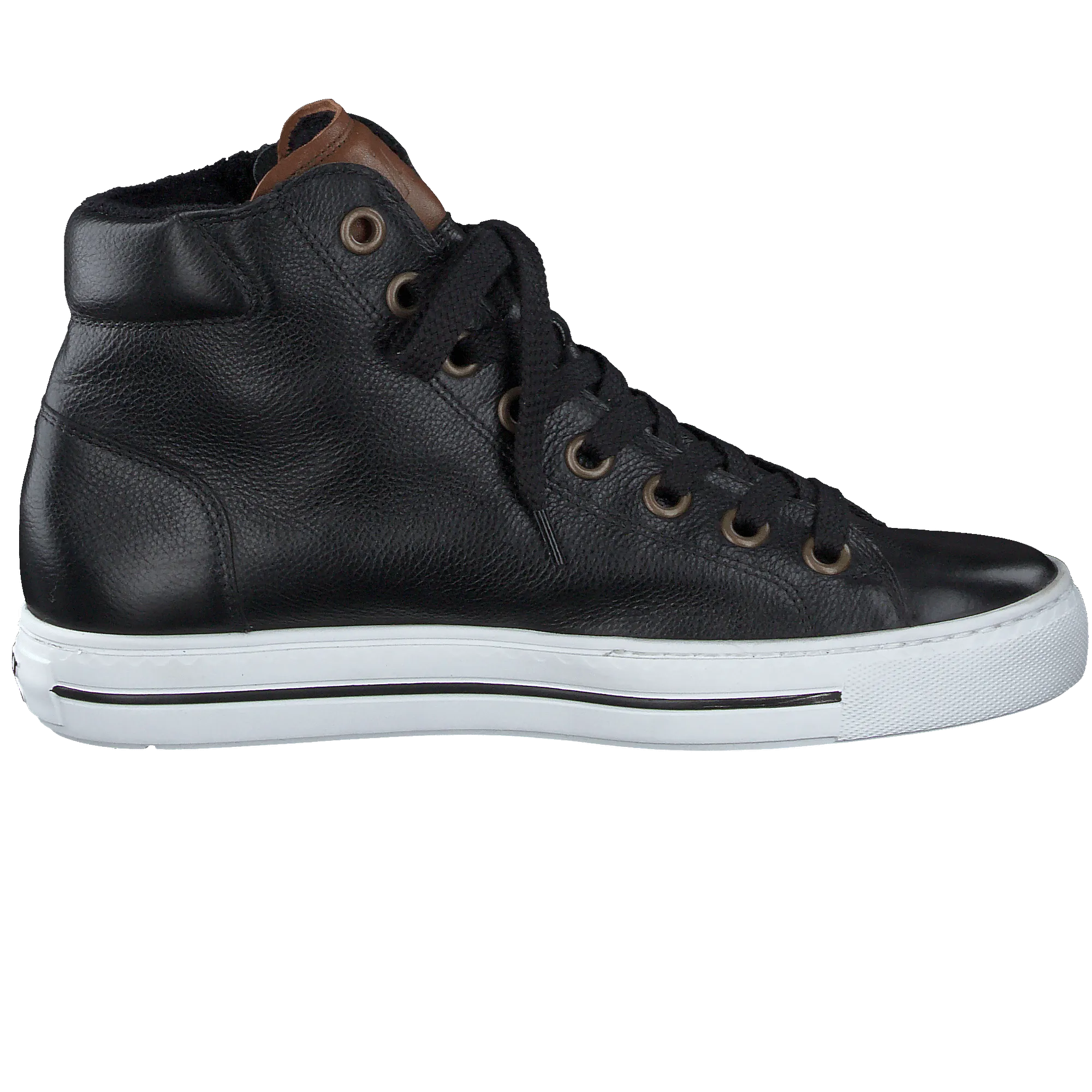 PAUL GREEN 4024 Black Leather High Top Trainer