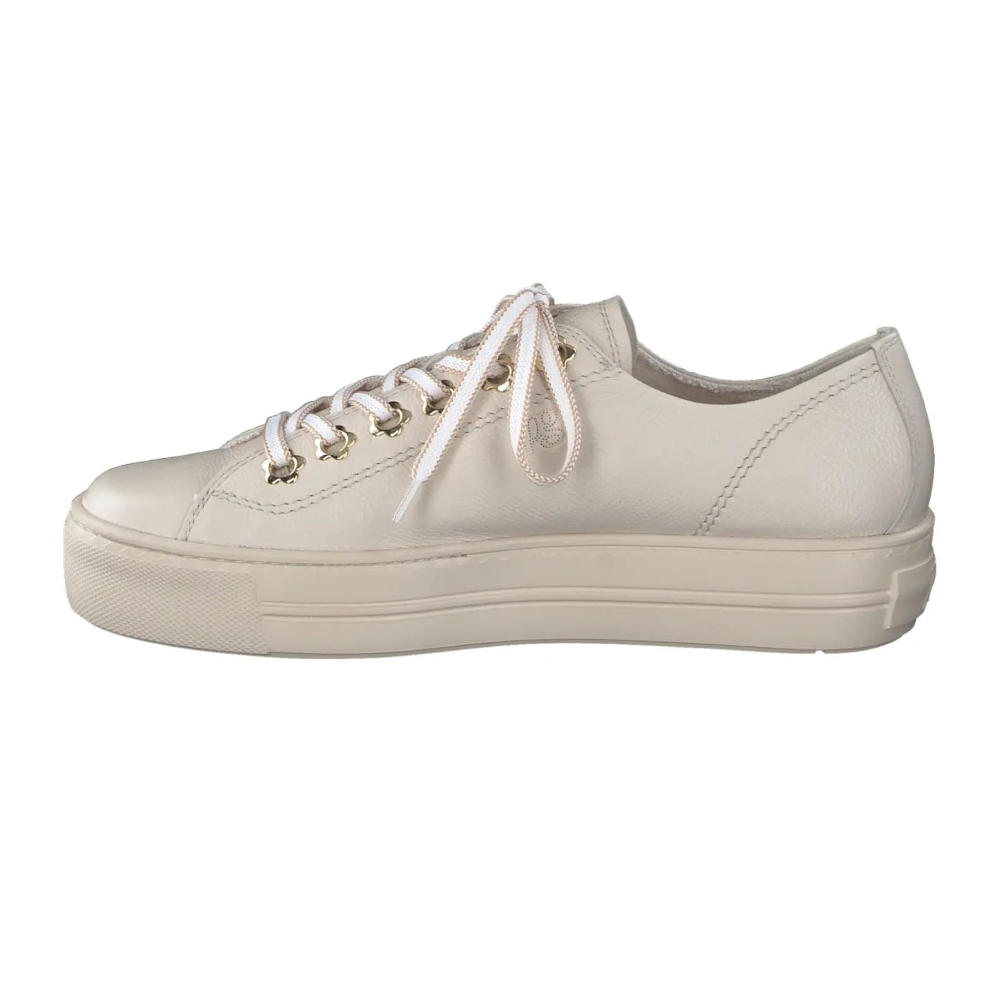 PAUL GREEN 5113 Cream leather platform trainer