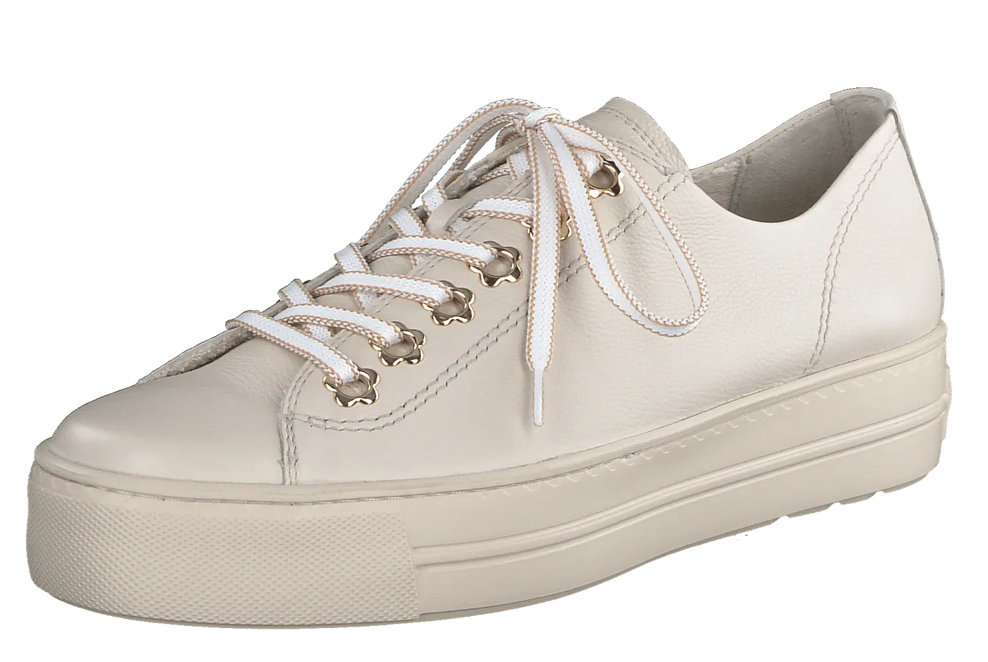 PAUL GREEN 5113 Cream leather platform trainer