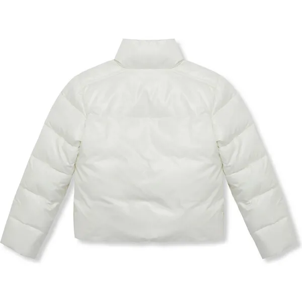 Peek Kids Sequin Butterfly High Collar Zip-Up Puffer Jacket, White