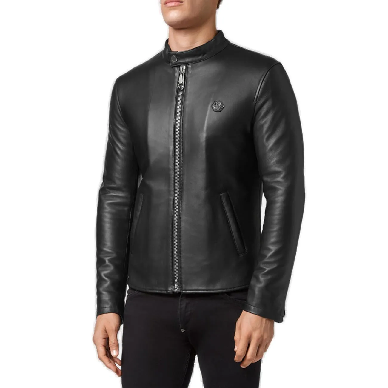 Philipp Plein Logo Detailed Biker Jacket