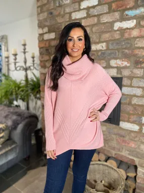 Pink Cowl Neck Batwing Knit Heidi