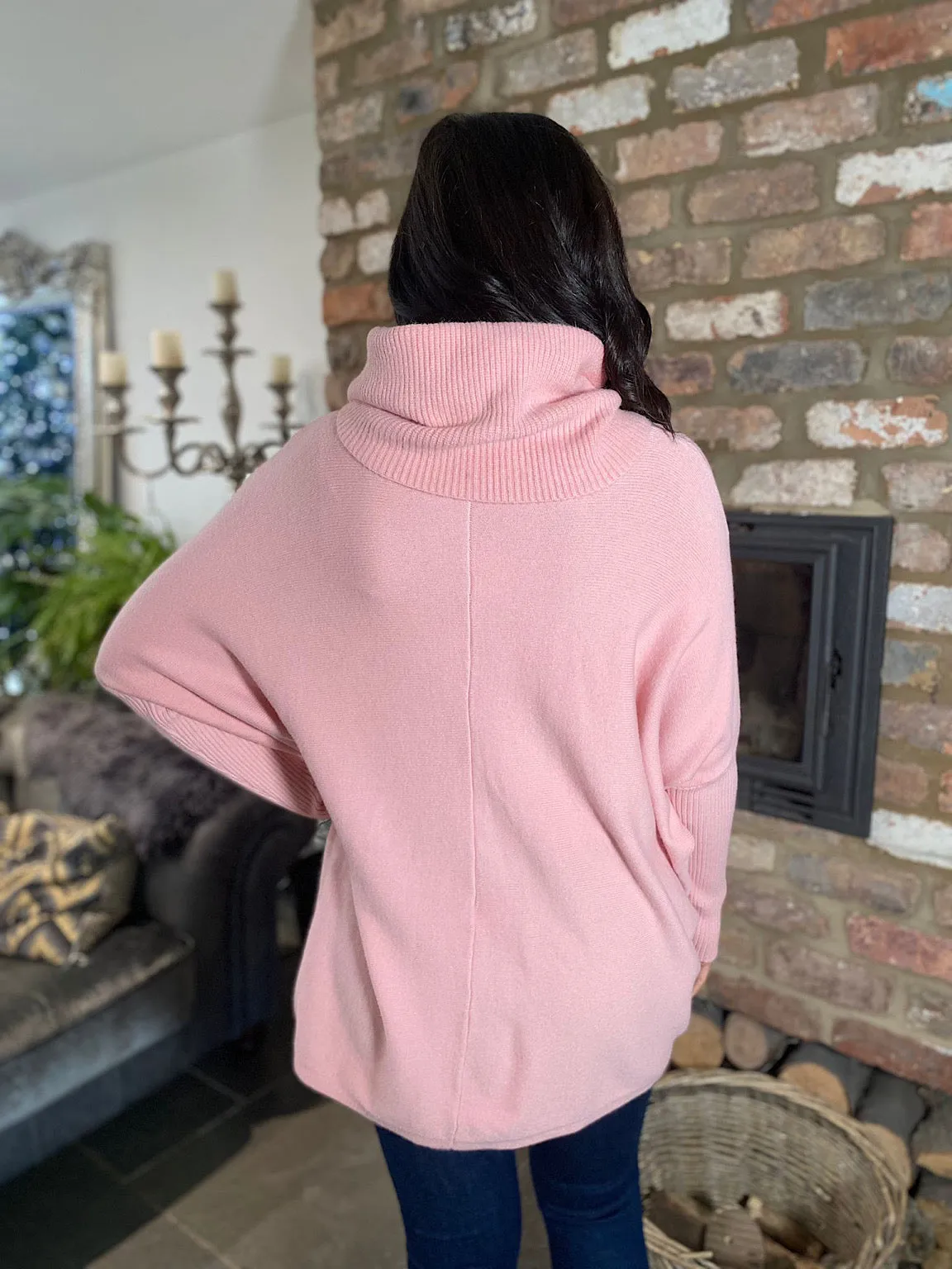 Pink Cowl Neck Batwing Knit Heidi