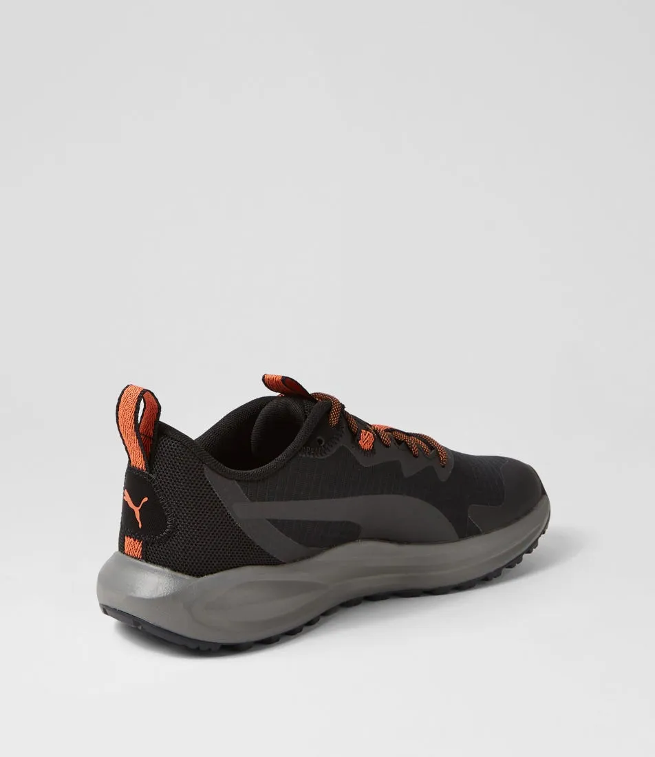 PUMA Twitch Runner Trail Black Chili Mesh Sneakers