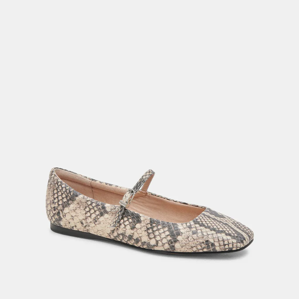 REYES BALLET FLATS BLACK WHITE SNAKE EMBOSSED– Dolce Vita 6974197923906