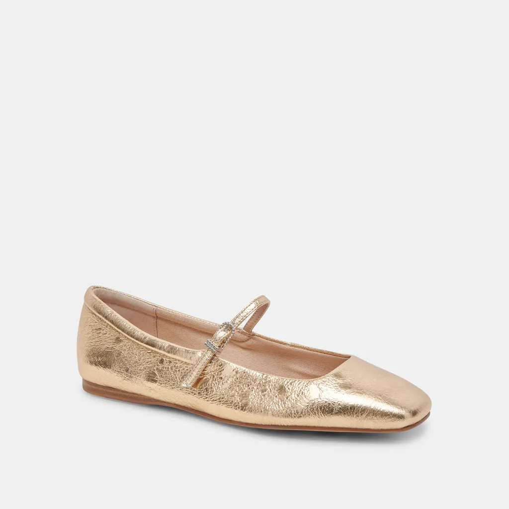 REYES BALLET FLATS GOLD DISTRESSED LEATHER– Dolce Vita 6974197956674