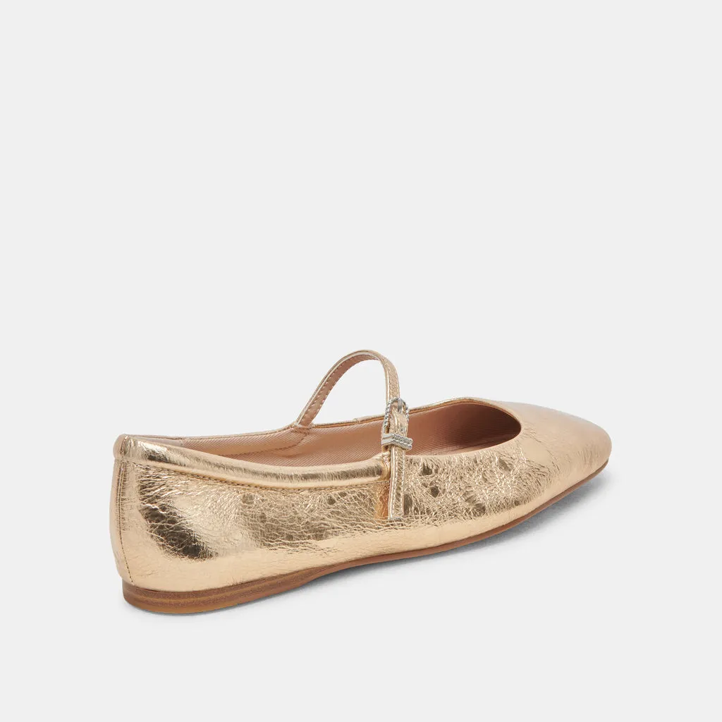 REYES BALLET FLATS GOLD DISTRESSED LEATHER– Dolce Vita 6974197956674