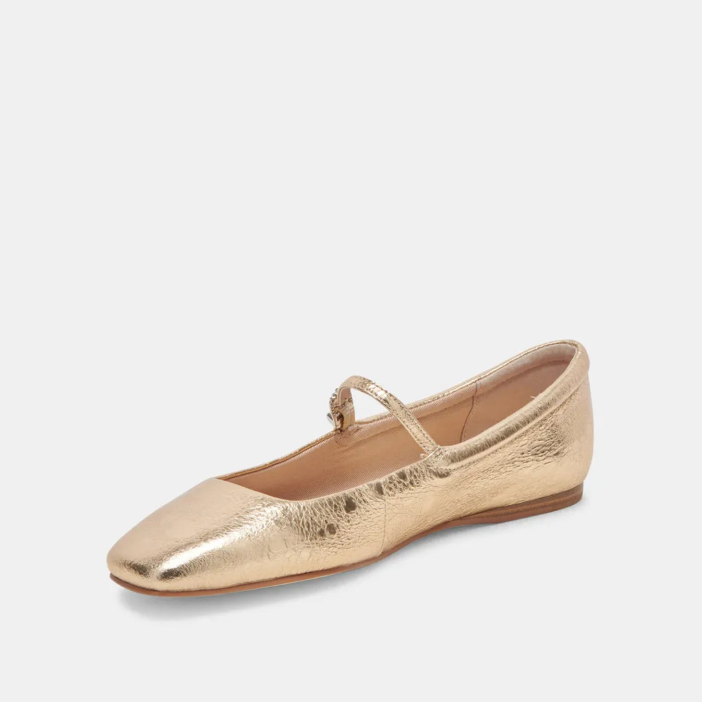 REYES BALLET FLATS GOLD DISTRESSED LEATHER– Dolce Vita 6974197956674