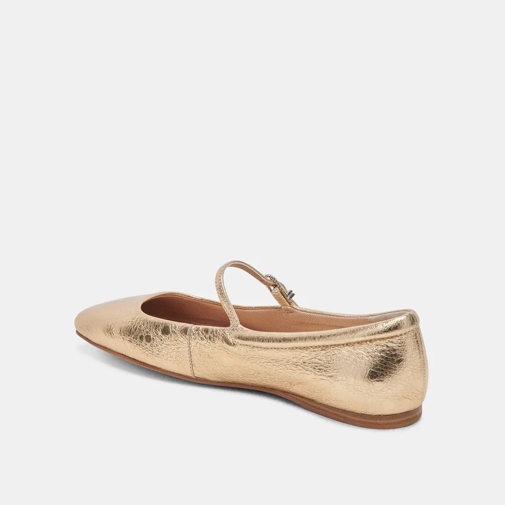 REYES BALLET FLATS GOLD DISTRESSED LEATHER– Dolce Vita 6974197956674