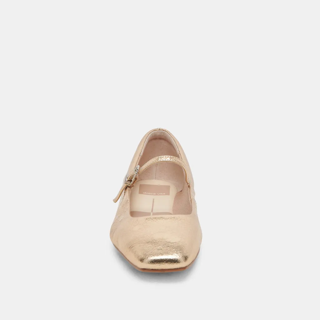 REYES BALLET FLATS GOLD DISTRESSED LEATHER– Dolce Vita 6974197956674