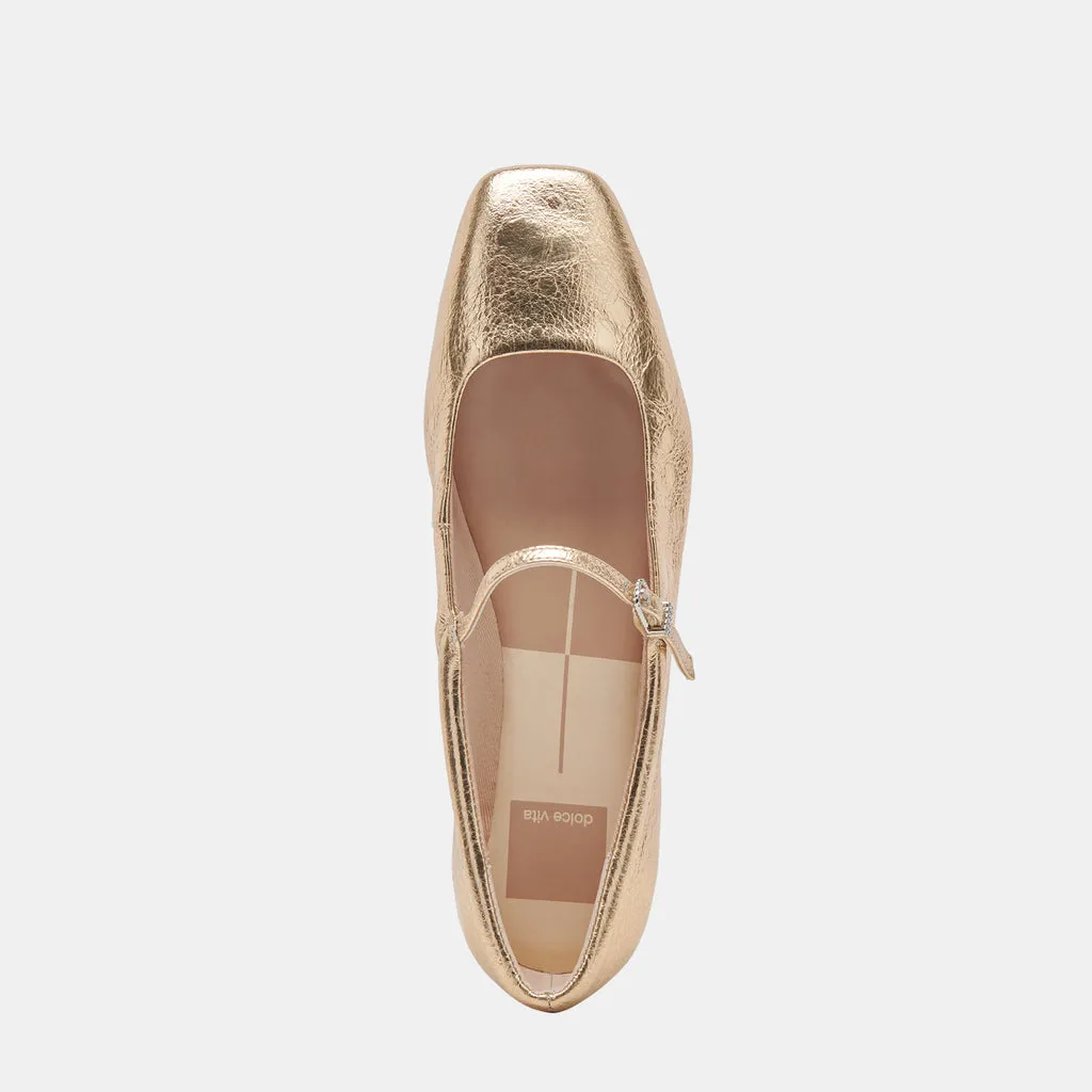 REYES BALLET FLATS GOLD DISTRESSED LEATHER– Dolce Vita 6974197956674