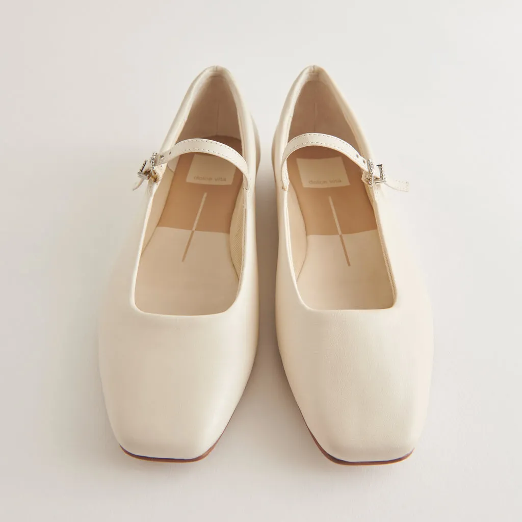 REYES Ballet Flats Ivory Leather | Ivory Leather Flats– Dolce Vita 6895078473794