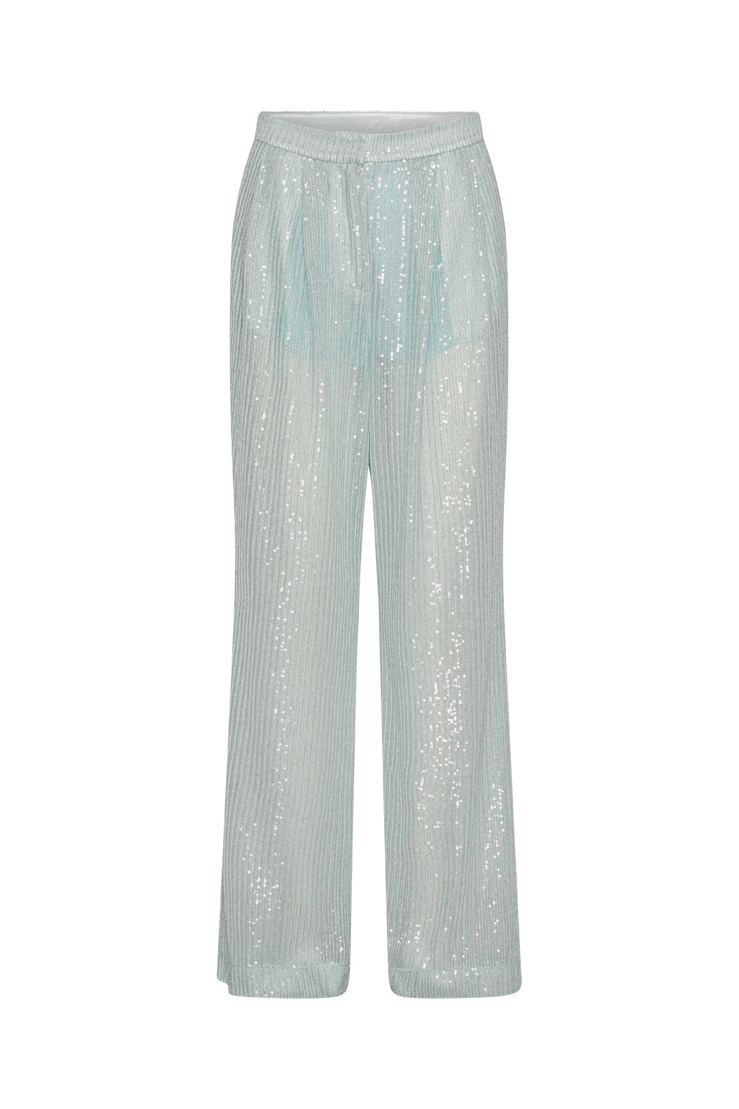 Rotate - Sequins Low Waist Pants - Wan Blue