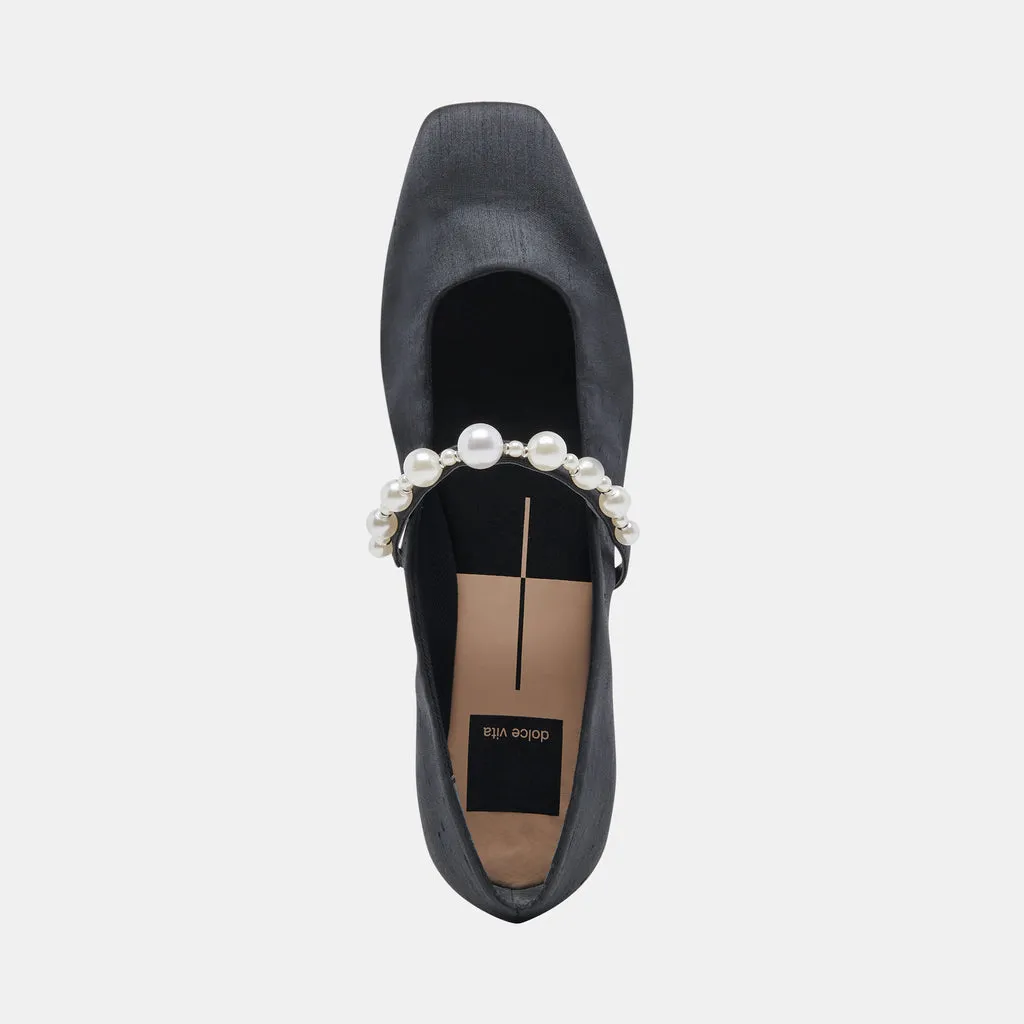 ROXANA PEARL BALLET FLATS ONYX SATIN– Dolce Vita 6895078768706