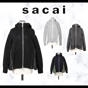 sacai  |Nylon Long Sleeves Leather Cotton Hoodies & Sweatshirts