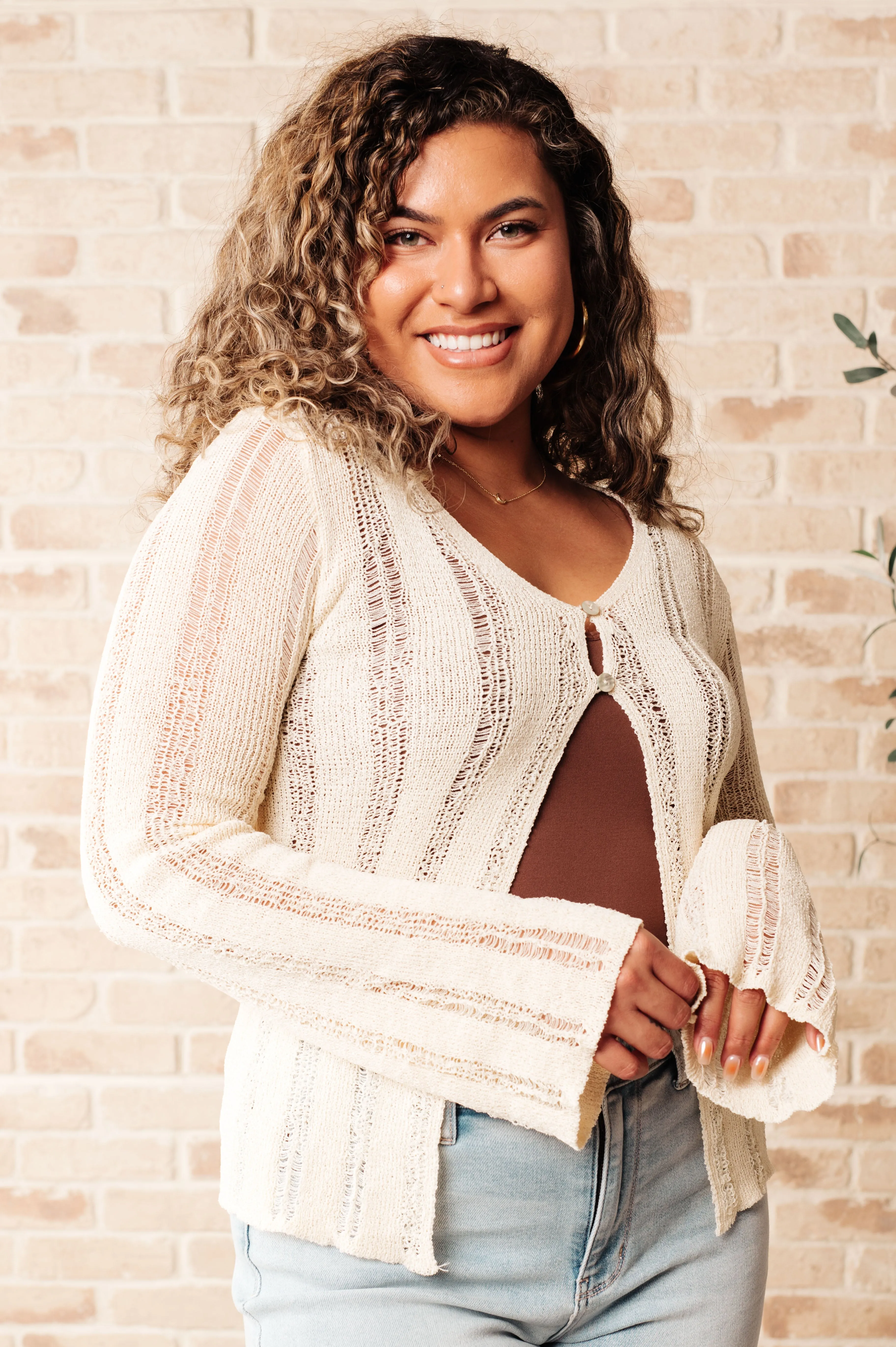 San Tropez Light Weight Knit Cardigan in Creme