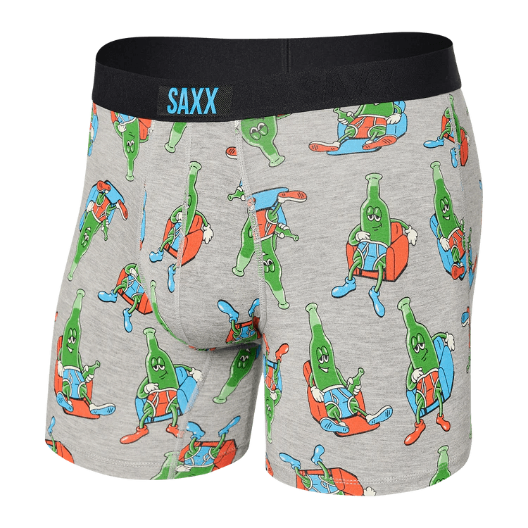 SAXX Men's Vibe Boxer Brief Underwear - Pants Drunk Grey Heather