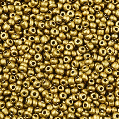 Seed Beads, Glass, Dark Goldenrod, #8, Round, 3mm