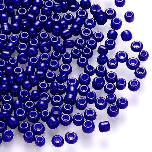 Seed Beads, Glass, Opaque, Blue, Luster, #8, Round, 3mm