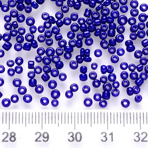 Seed Beads, Glass, Opaque, Blue, Luster, #8, Round, 3mm