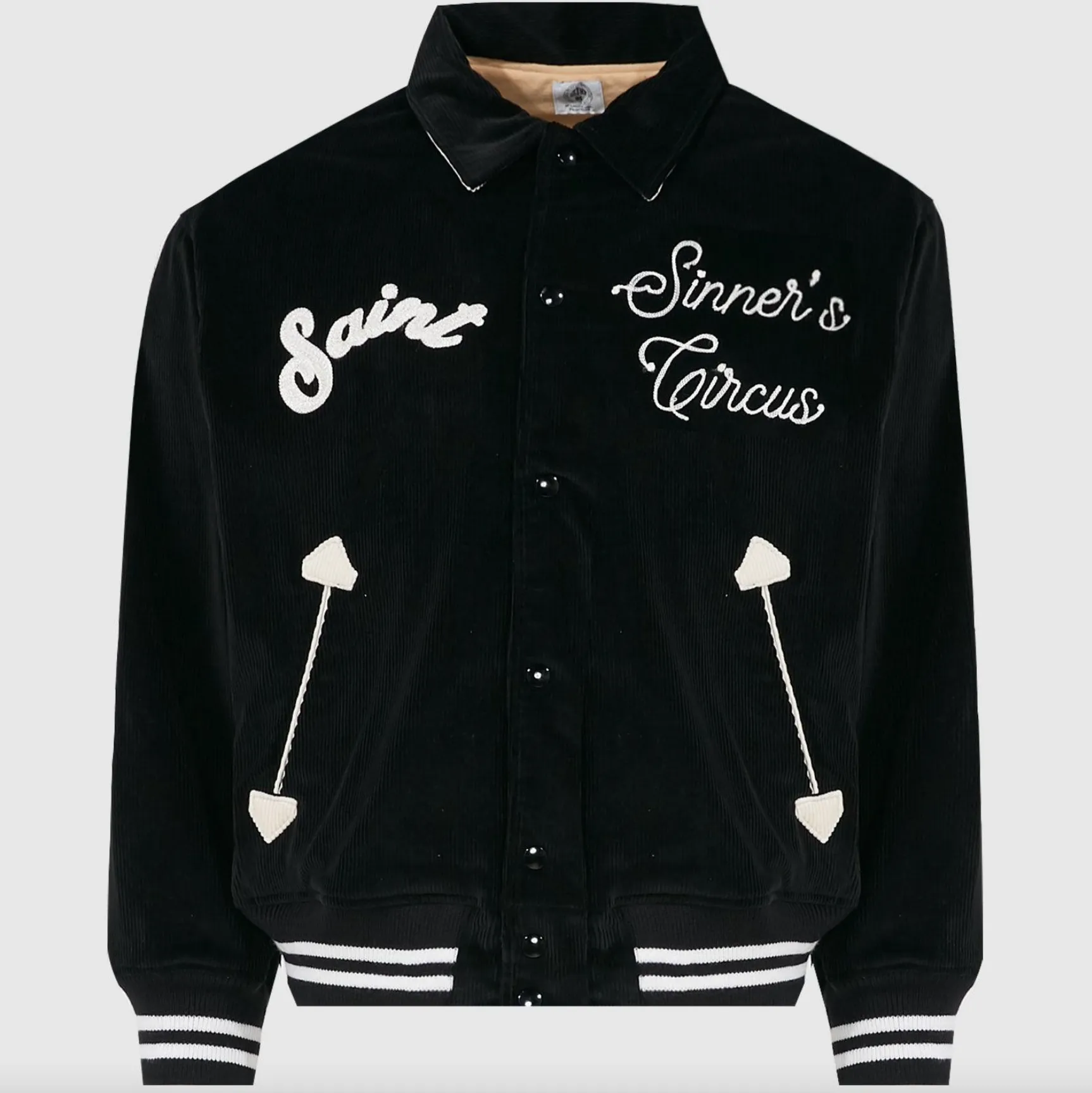 SINNER'S CIRCUS CORDUROY EMBROIDERY JACKET - BLACK