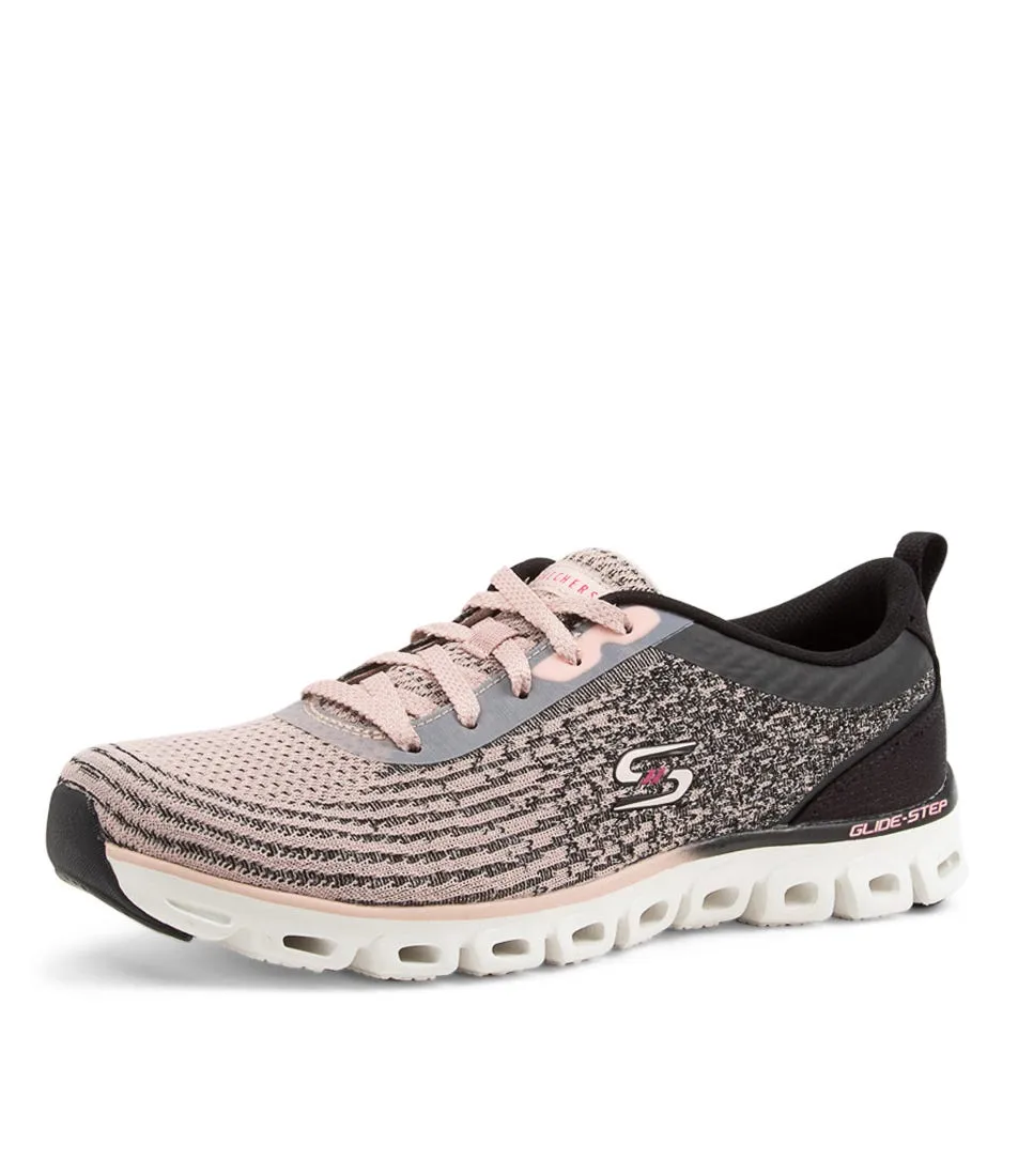 SKECHERS Glide Black Light Pink Mesh Sneakers