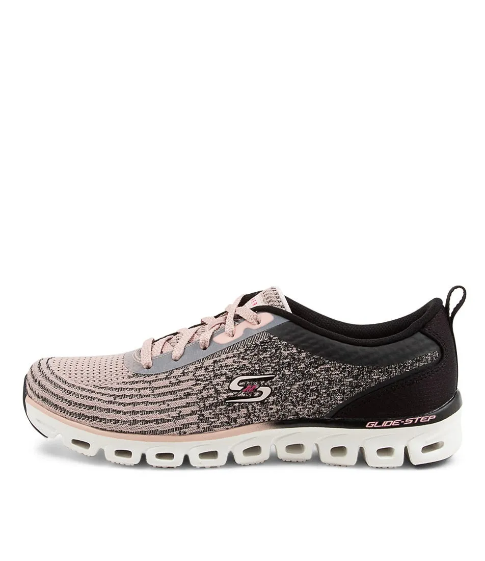 SKECHERS Glide Black Light Pink Mesh Sneakers