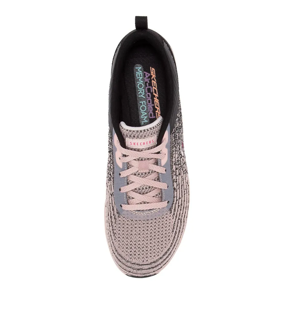 SKECHERS Glide Black Light Pink Mesh Sneakers