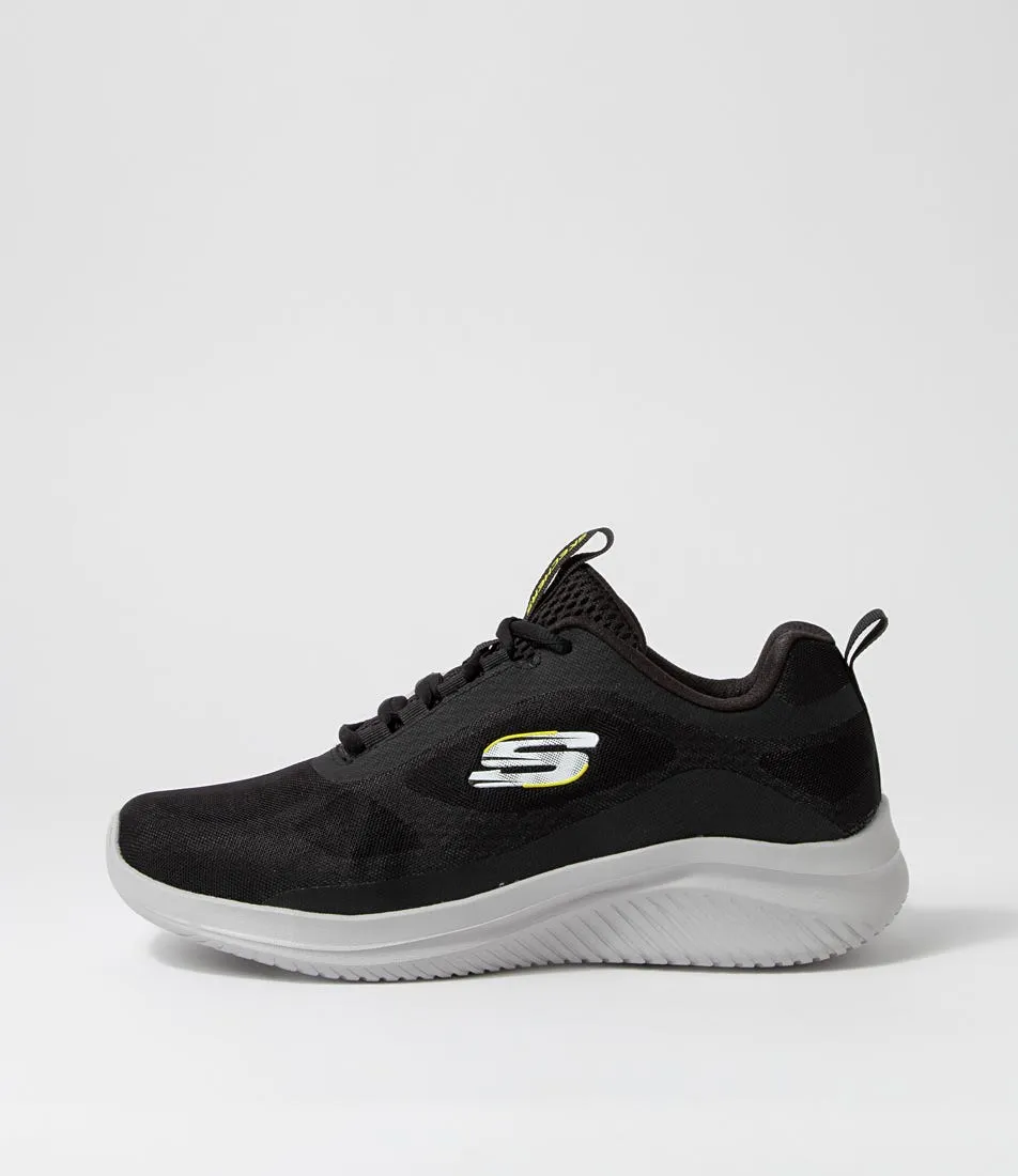 SKECHERS Ultra Flex 3.0 Black Lime Mesh Sneakers