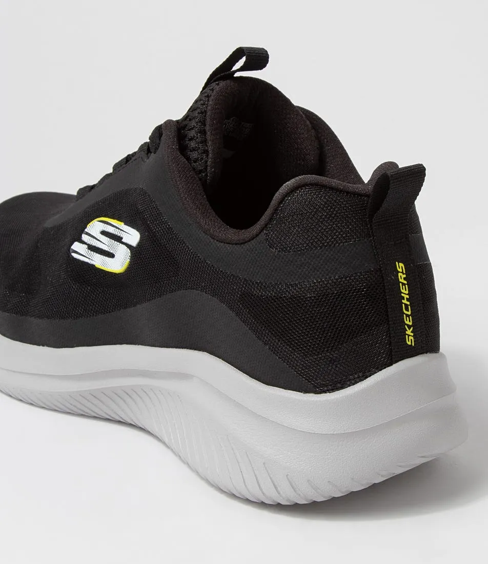 SKECHERS Ultra Flex 3.0 Black Lime Mesh Sneakers