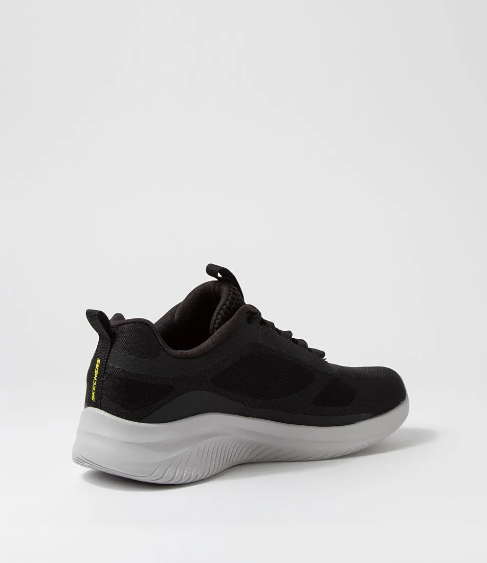 SKECHERS Ultra Flex 3.0 Black Lime Mesh Sneakers