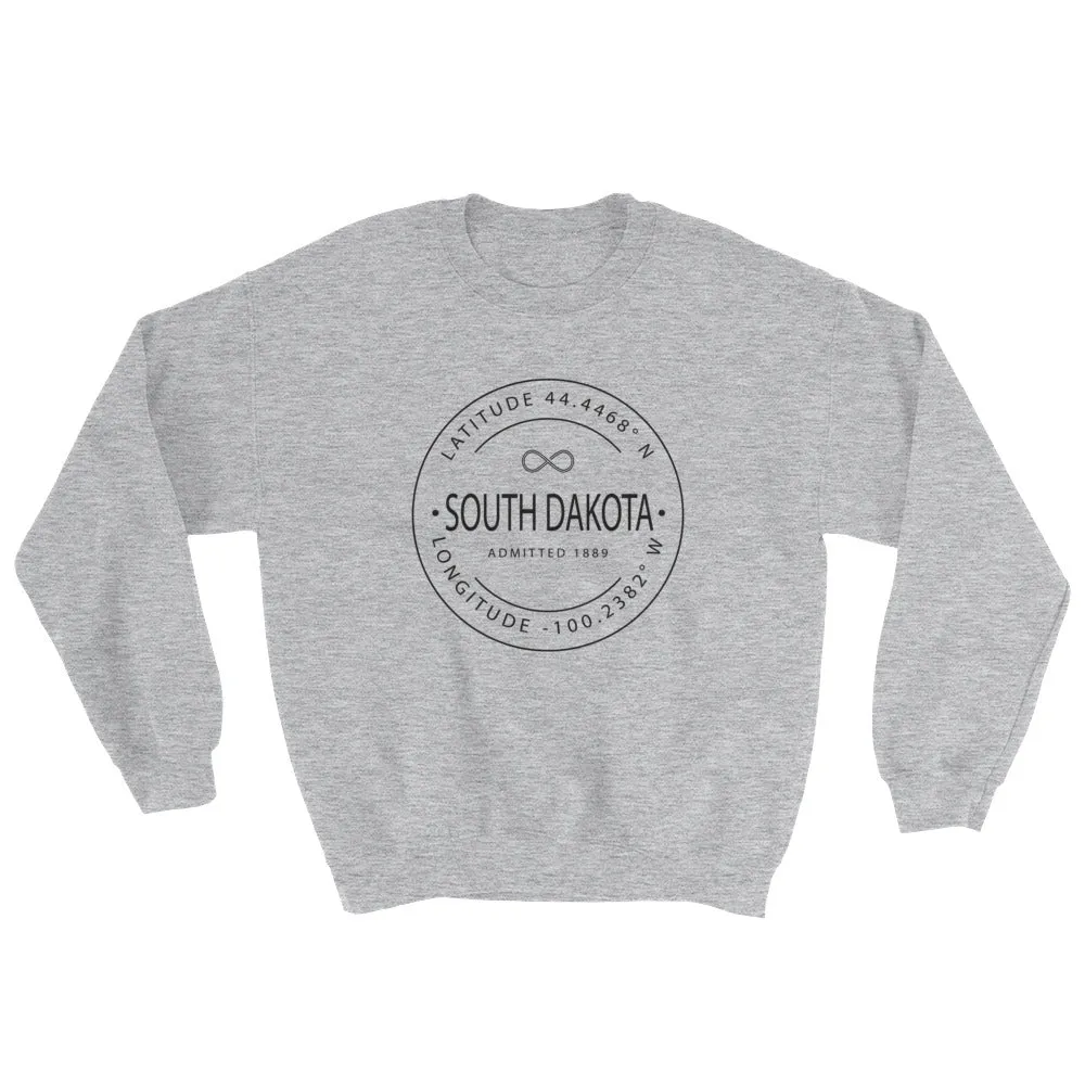 South Dakota - Crewneck Sweatshirt - Latitude & Longitude