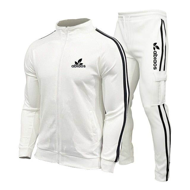 Sports Pants Suit Striped Running Gym Basketball Jogging 2-Piece Set