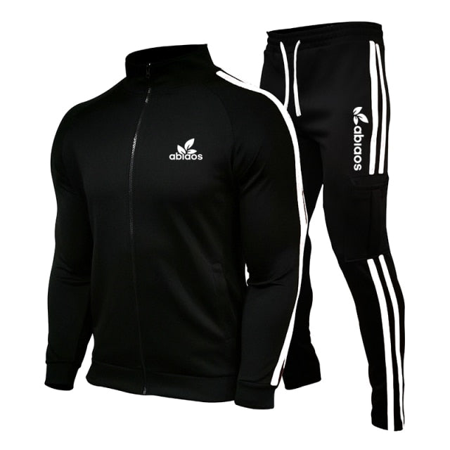 Sports Pants Suit Striped Running Gym Basketball Jogging 2-Piece Set