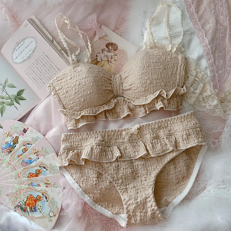 Sweet Ruffles Girly Kawaii Princess Nymphet Lolita Lingerie Set