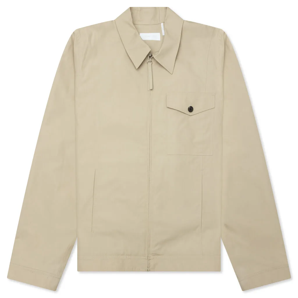 Tailored Cotton Zip-Up Jacket - Taupe