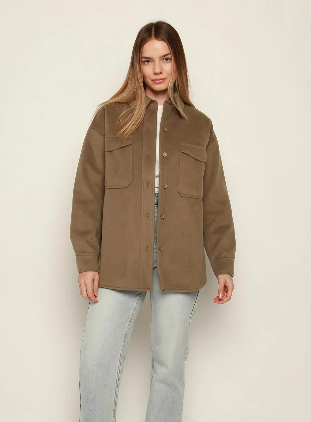 Tess Oversize Long Sleeve Jacket-OLIVE