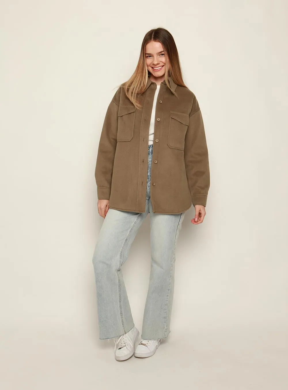 Tess Oversize Long Sleeve Jacket-OLIVE