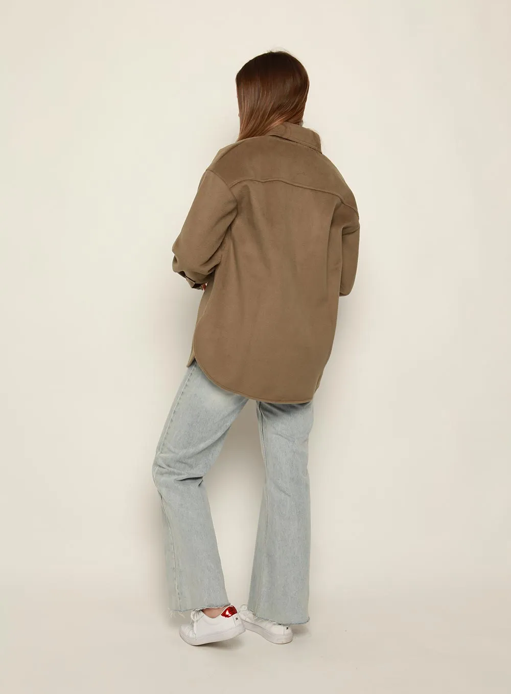 Tess Oversize Long Sleeve Jacket-OLIVE