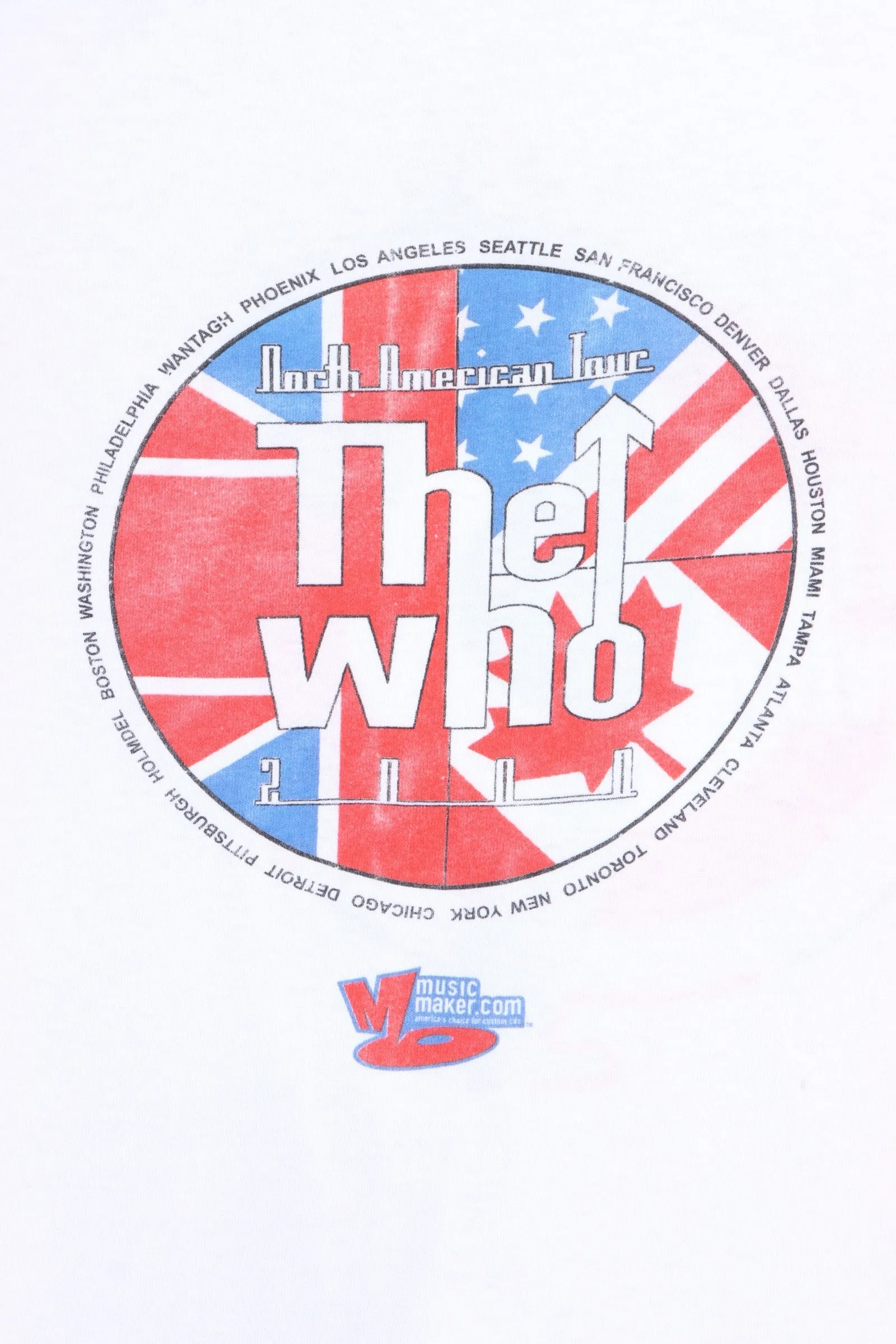 THE WHO 2000 NORTH AMERICAN TOUR FRONT BACK SINGLE STITCH T-SHIRT (S-