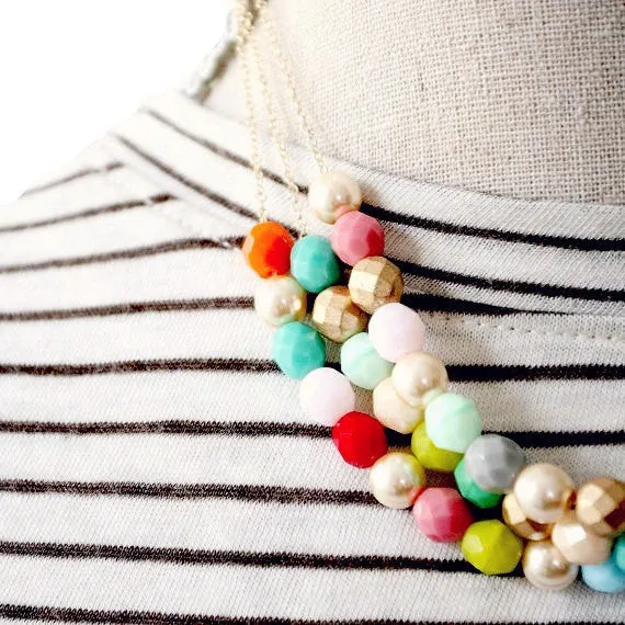 Three Strand Beaded Statement Necklace