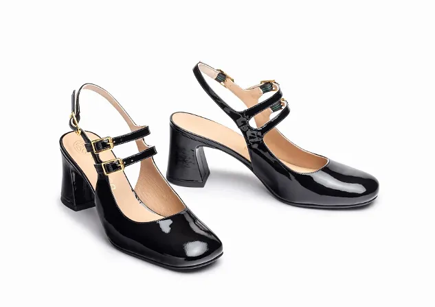 UNISA Black Patent Heeled Mary Jane Shoe Miluca