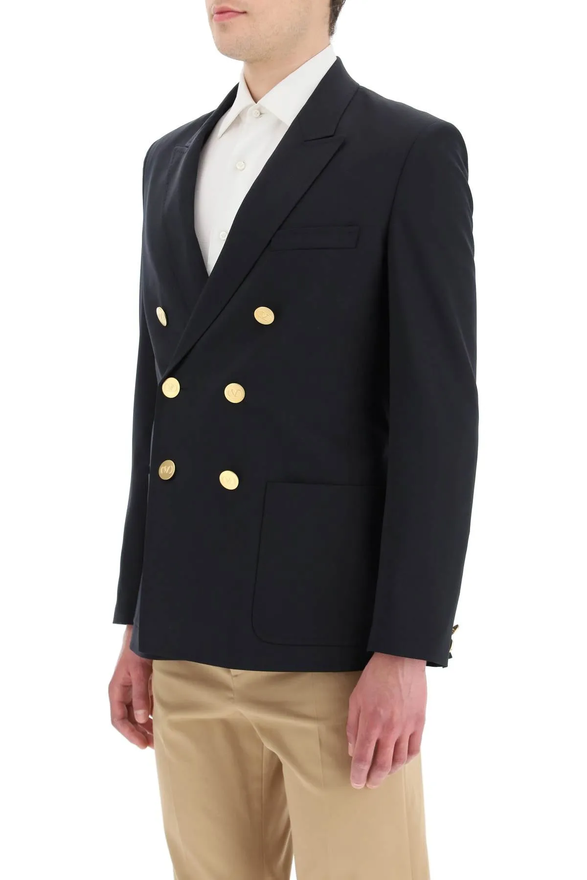 Valentino Double-Breasted Long-Sleeved Jacket