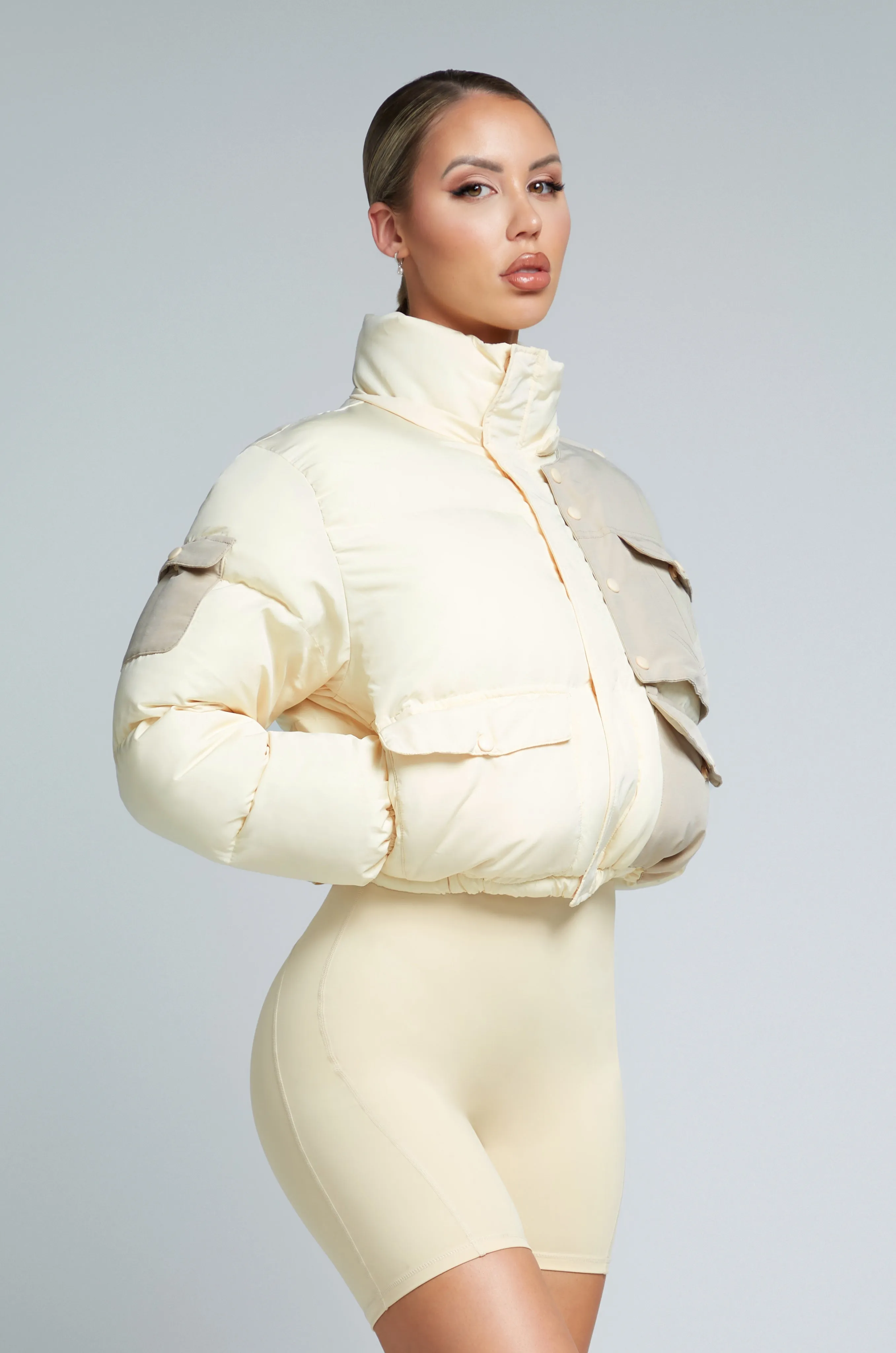 W23/24 KG Cropped Puffer Jacket - Cream