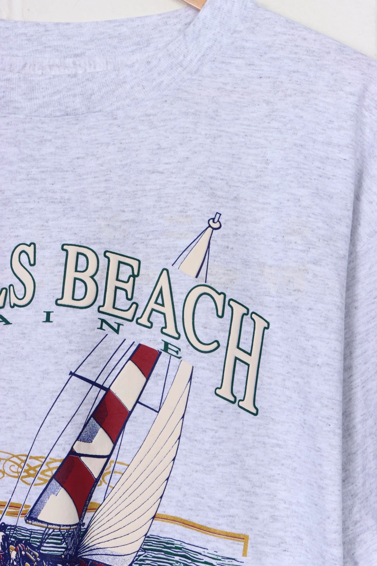 Wells Beach Maine Sail Boat Single Stitch T-Shirt USA Made (L)