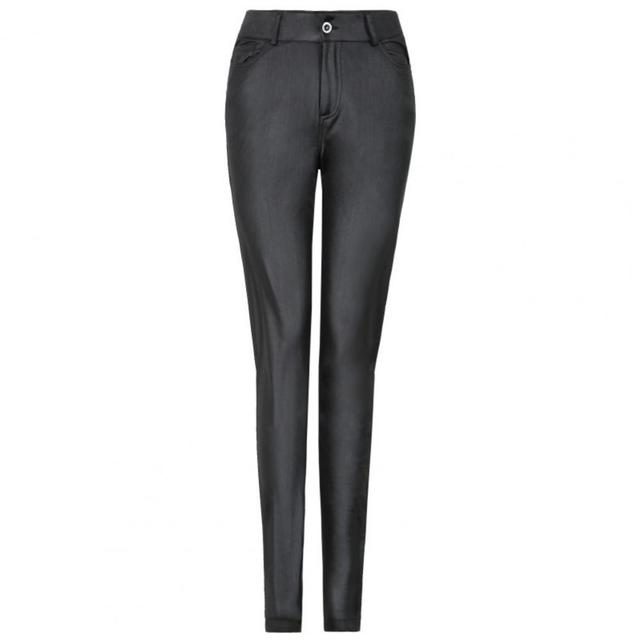 Women Pants All Match Stretchy Close Fit Faux Leather Girl Pants for Lady